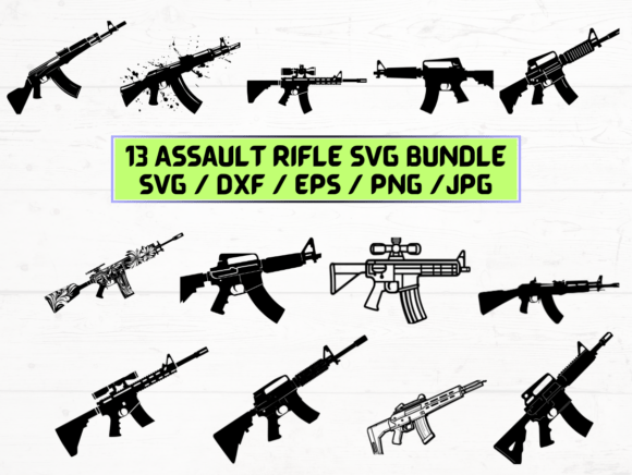 Assault Rifle Graphics for Crafts and Web Design