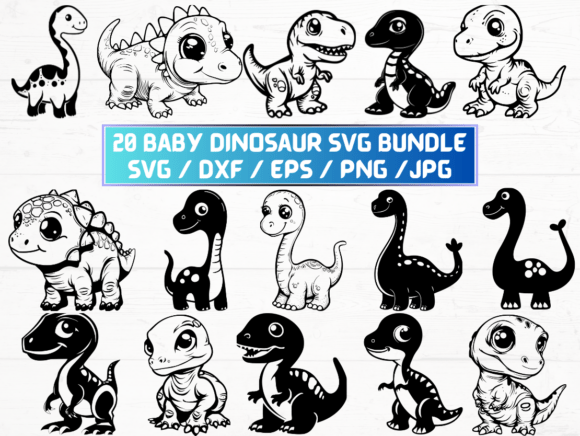 Baby Dinosaur SVG Graphics for Crafts