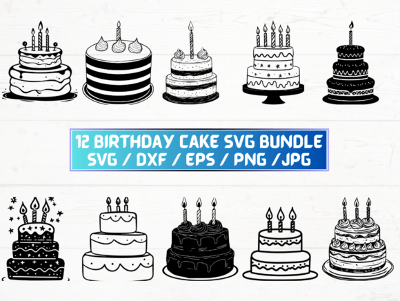 Birthday Cake Laser Engraving Cut Files for Graphics and Crafts