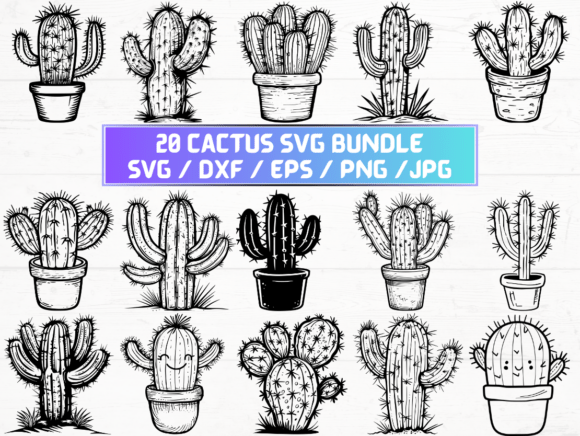 Cactus SVG Laser Cut Files for Crafts & Graphics