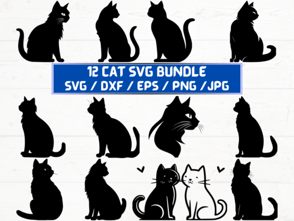 Cat SVG, DXF, EPS, JPG, PNG: Graphics for Crafts & Creative Brands