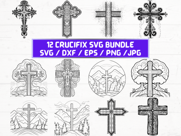 Cross Crucifix SVG Bundle Graphics for Crafts