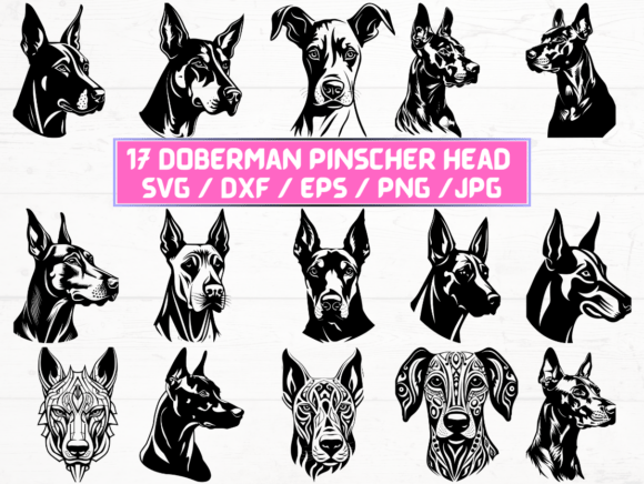 Doberman Pinscher Head SVG File