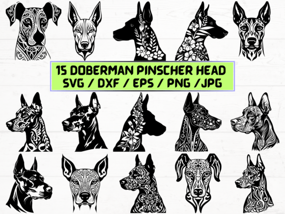 Doberman Pinscher Head SVG for Graphic Design and Crafts