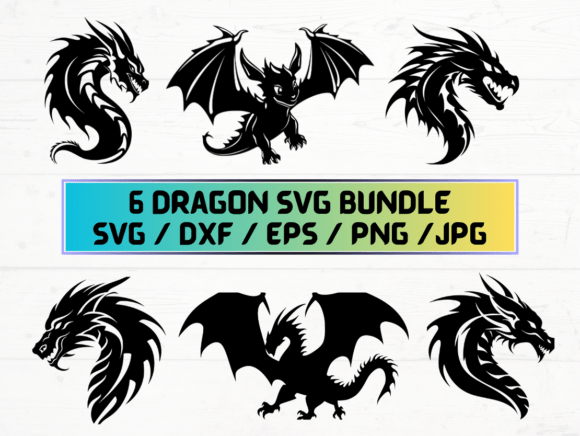 Dragon Silhouette Graphics for Crafts