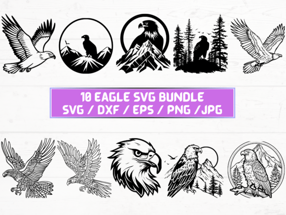 Eagle SVG, DXF, EPS, JPG, PNG: Graphics for Crafts & Creative Projects