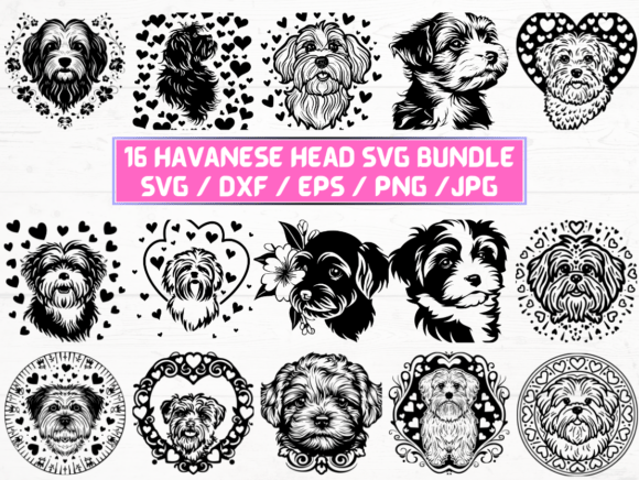 Havanese Head Graphics for Crafts and Blogs