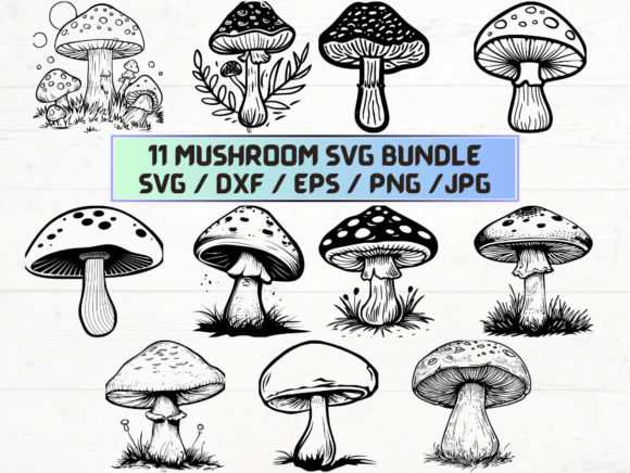 Mushroom Laser Engraving Cut Files for Graphic and Craft Projects