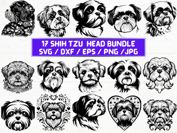 Shih Tzu Head Laser Cut Graphics for Crafts