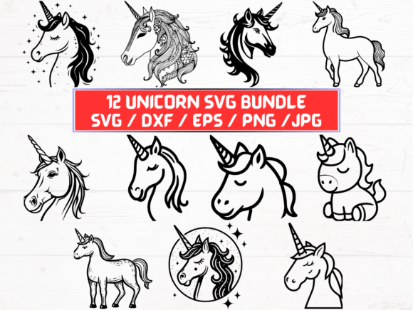 Unicorn Graphics for Crafts and Branding
