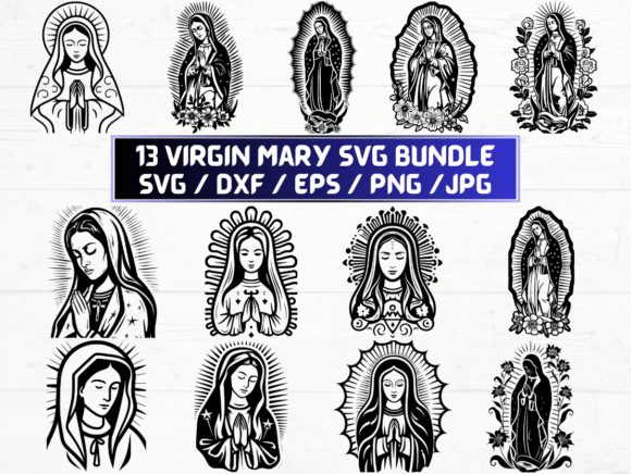 Virgin Mary Laser Cut Graphics for Crafts