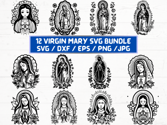 Virgin Mary SVG Bundle: A Graphic Asset for Creative Publishers
