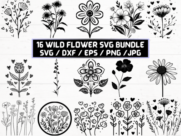 Wild Flower Graphics for Crafts and Branding